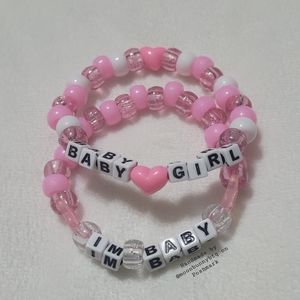 Handmade bracelets "baby girl" and "I'm baby" 💟 beaded kandi
